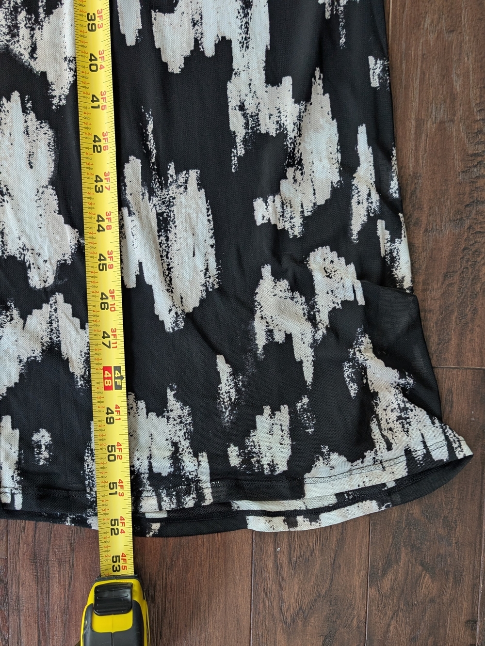 NEW DKNY Sleeveless Black and Cream Abstract Print Mesh Maxi Dress - Picture 15 of 16